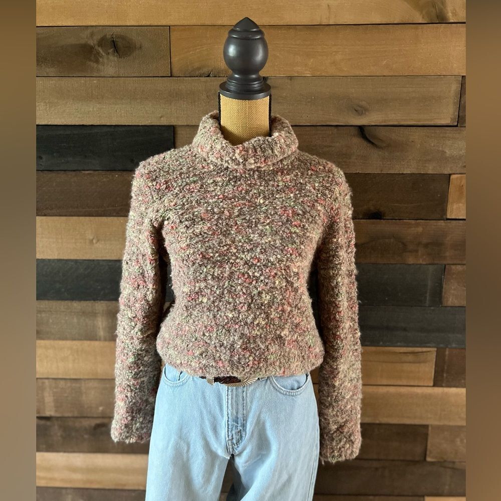 Talbots Wool Mohair Blend Turtleneck Sweater  Multicolor Knit Made In Italy - Picture 5 of 11